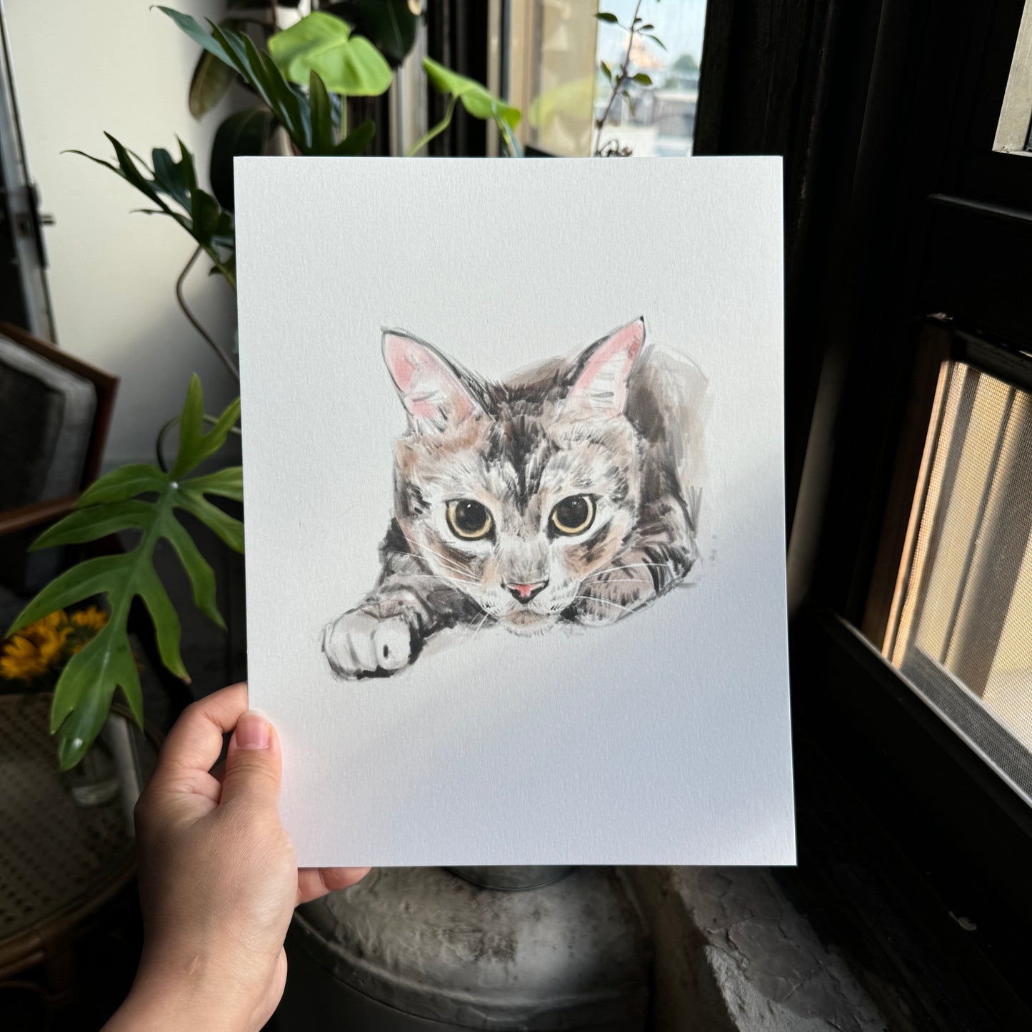 One Pet Color Sketch Style Custom Pet Portrait